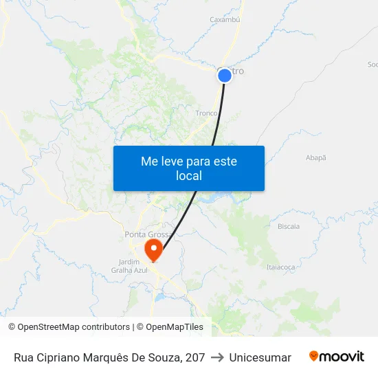 Rua Cipriano Marquês De Souza, 207 to Unicesumar map