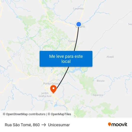 Rua São Tomé, 860 to Unicesumar map