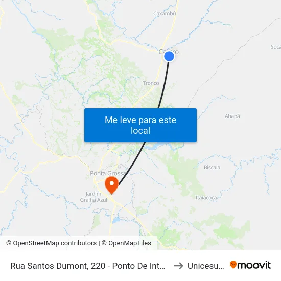 Rua Santos Dumont, 220 - Ponto De Integração 11 to Unicesumar map
