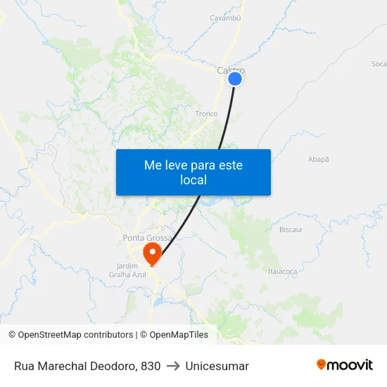 Rua Marechal Deodoro, 830 to Unicesumar map