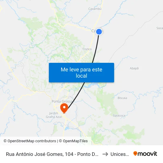 Rua Antônio José Gomes, 104 - Ponto De Integração 14 to Unicesumar map