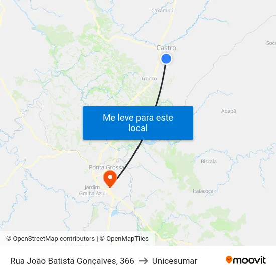 Rua João Batista Gonçalves, 366 to Unicesumar map