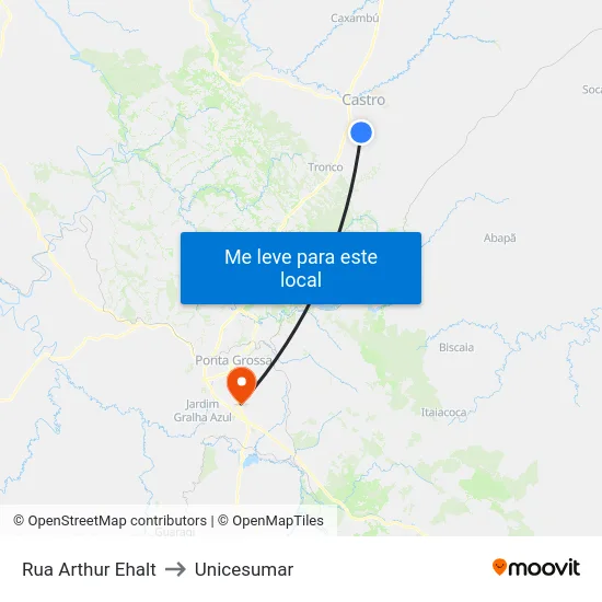 Rua Arthur Ehalt to Unicesumar map