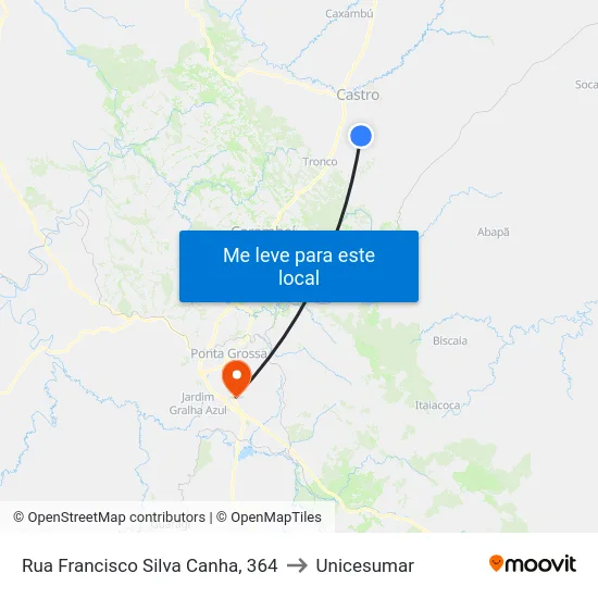 Rua Francisco Silva Canha, 364 to Unicesumar map