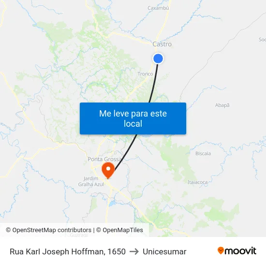 Rua Karl Joseph Hoffman, 1650 to Unicesumar map