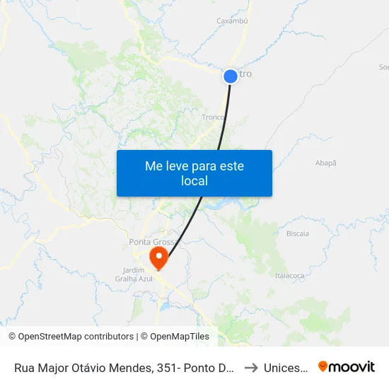 Rua Major Otávio Mendes, 351- Ponto De Integração 37 to Unicesumar map