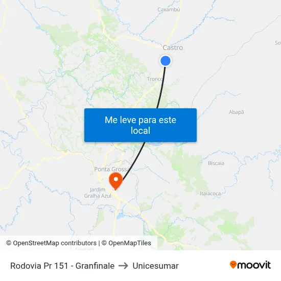 Rodovia Pr 151 - Granfinale to Unicesumar map