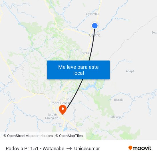 Rodovia Pr 151 - Watanabe to Unicesumar map