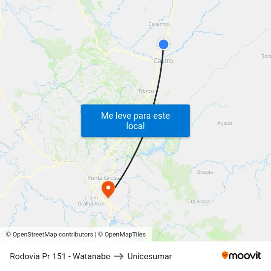 Rodovia Pr 151 - Watanabe to Unicesumar map