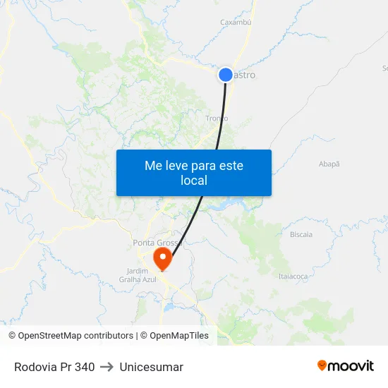 Rodovia Pr 340 to Unicesumar map