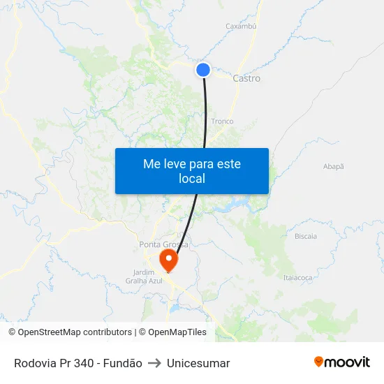 Rodovia Pr 340 - Fundão to Unicesumar map