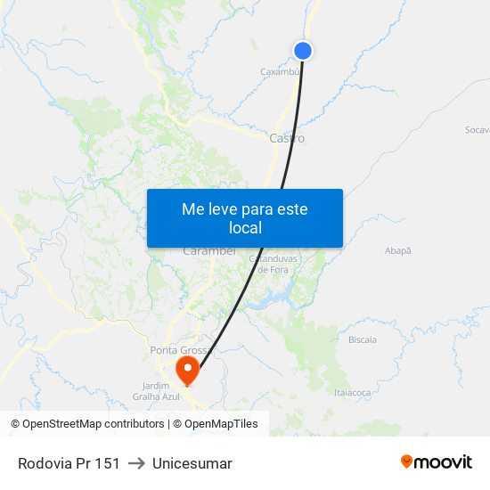 Rodovia Pr 151 to Unicesumar map