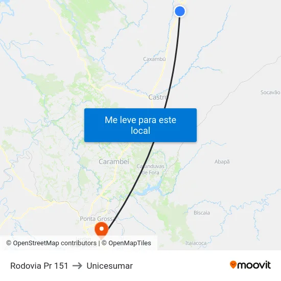 Rodovia Pr 151 to Unicesumar map
