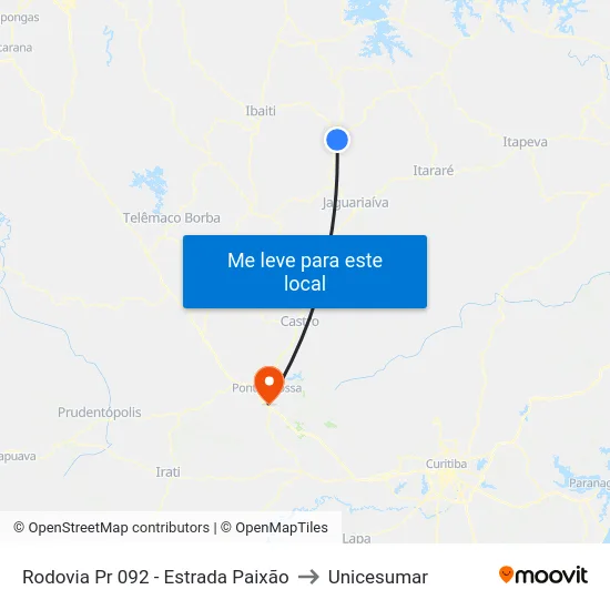 Rodovia Pr 092 - Estrada Paixão to Unicesumar map