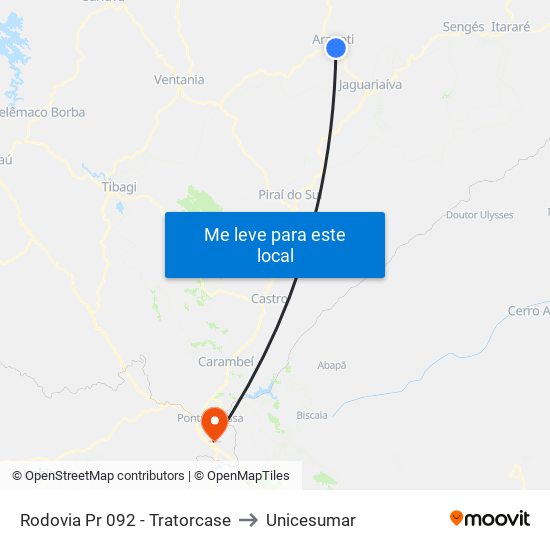 Rodovia Pr 092 - Tratorcase to Unicesumar map