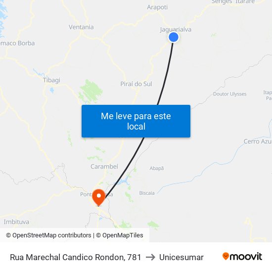 Rua Marechal Candico Rondon, 781 to Unicesumar map
