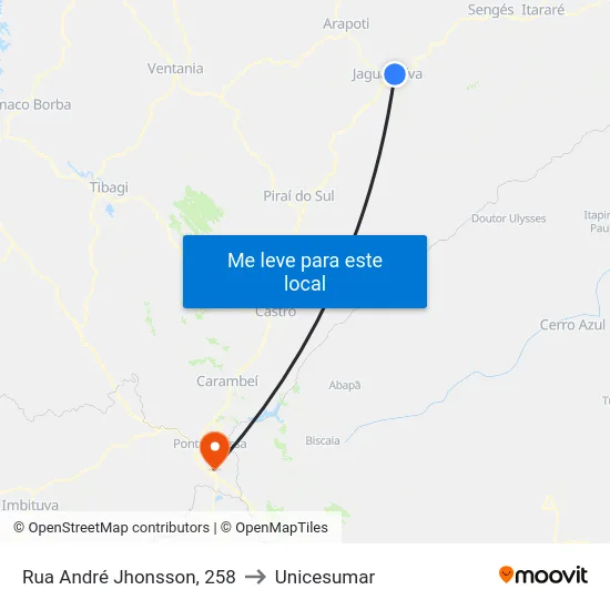 Rua André Jhonsson, 258 to Unicesumar map