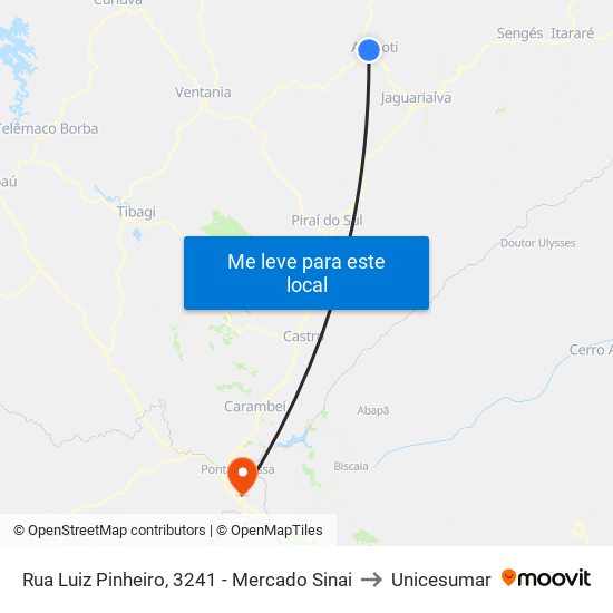 Rua Luiz Pinheiro, 3241 - Mercado Sinai to Unicesumar map