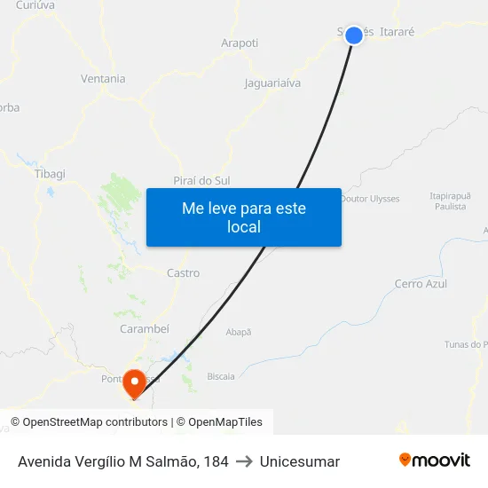 Avenida Vergílio M Salmão, 184 to Unicesumar map
