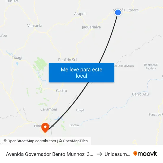 Avenida Governador Bento Munhoz, 398 to Unicesumar map
