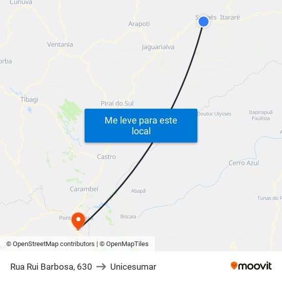 Rua Rui Barbosa, 630 to Unicesumar map