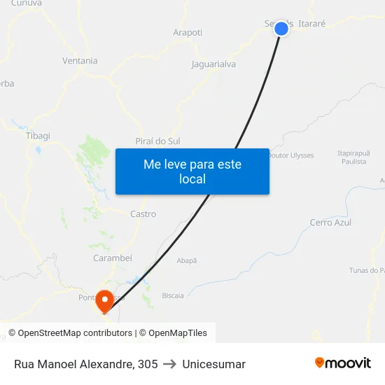 Rua Manoel Alexandre, 305 to Unicesumar map