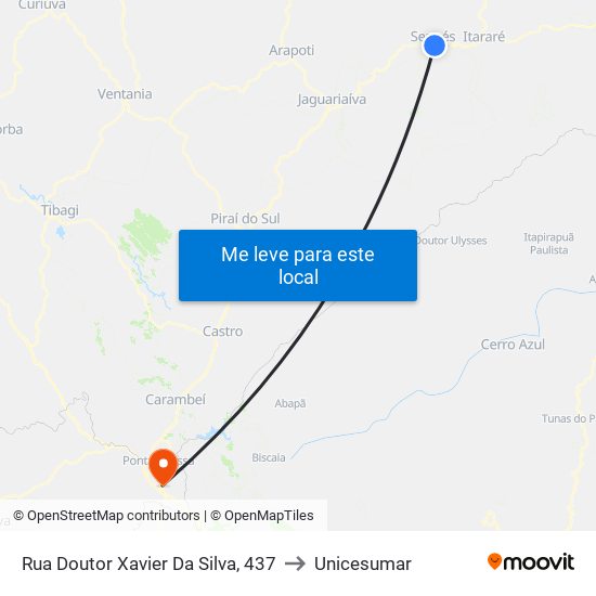 Rua Doutor Xavier Da Silva, 437 to Unicesumar map
