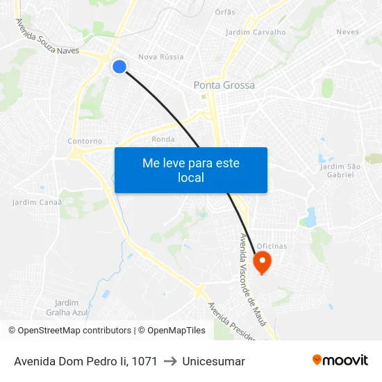 Avenida Dom Pedro Ii, 1071 to Unicesumar map