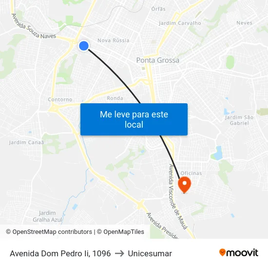 Avenida Dom Pedro Ii, 1096 to Unicesumar map