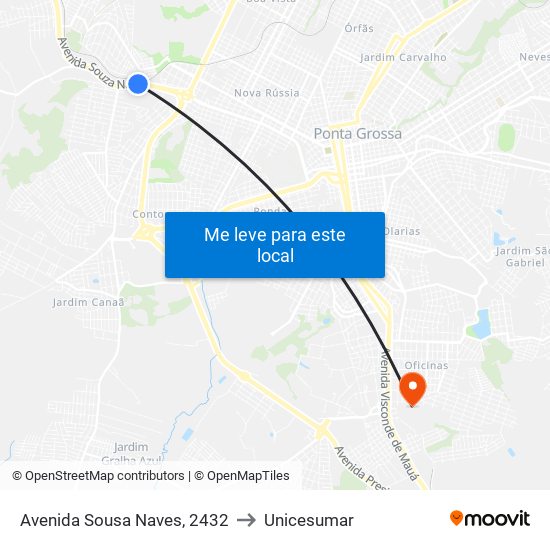 Avenida Sousa Naves, 2432 to Unicesumar map