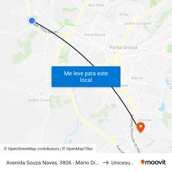Avenida Souza Naves, 3806 - Mário Diesel to Unicesumar map
