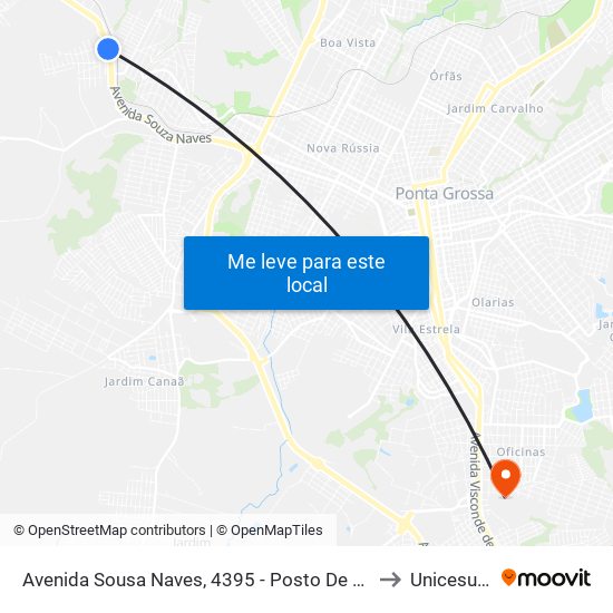 Avenida Sousa Naves, 4395 - Posto De Molas Fiola to Unicesumar map
