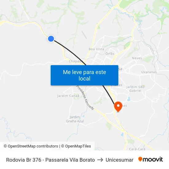 Rodovia Br 376 - Passarela Vila Borato to Unicesumar map