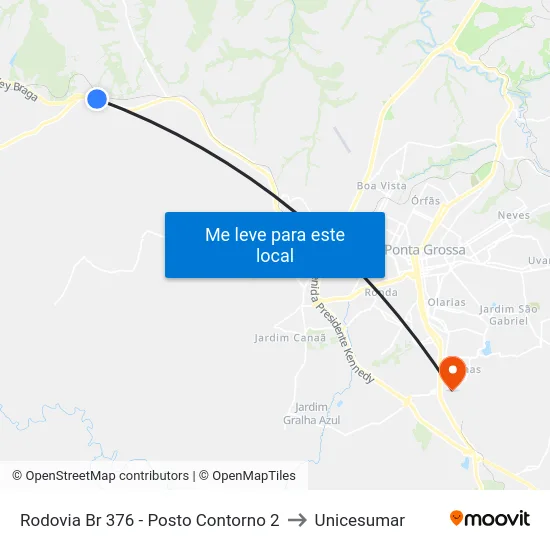 Rodovia Br 376 - Posto Contorno 2 to Unicesumar map