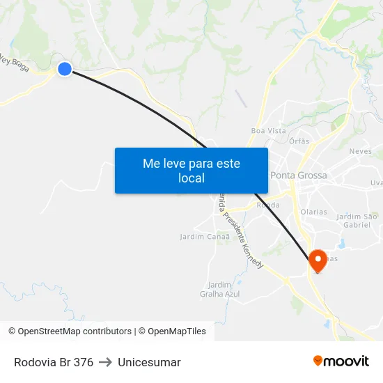 Rodovia Br 376 to Unicesumar map