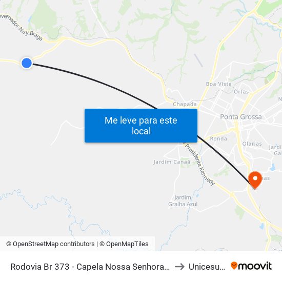 Rodovia Br 373 - Capela Nossa Senhora Do Carmo to Unicesumar map