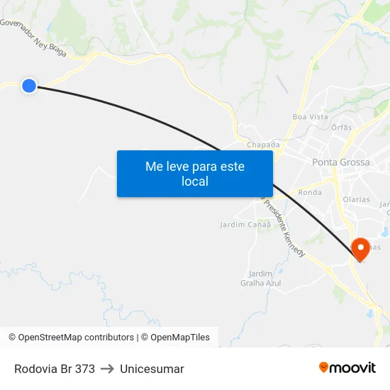 Rodovia Br 373 to Unicesumar map