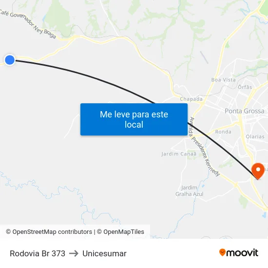 Rodovia Br 373 to Unicesumar map