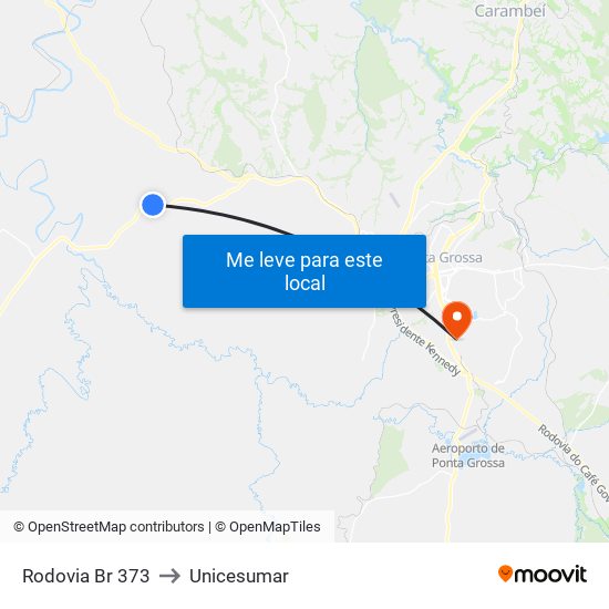 Rodovia Br 373 to Unicesumar map