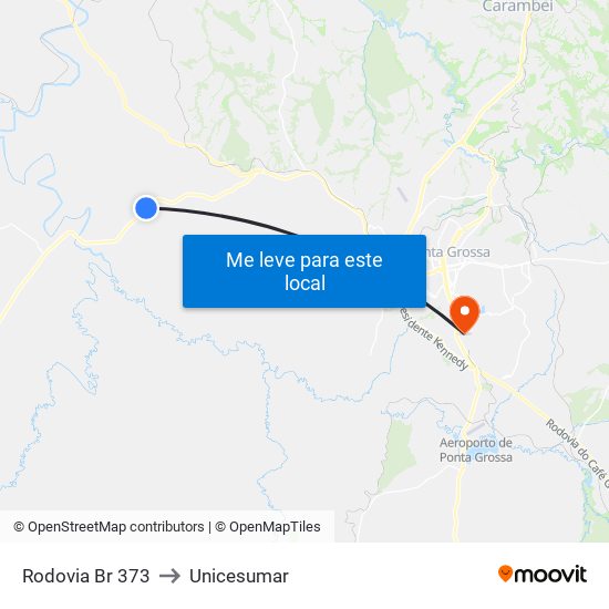 Rodovia Br 373 to Unicesumar map