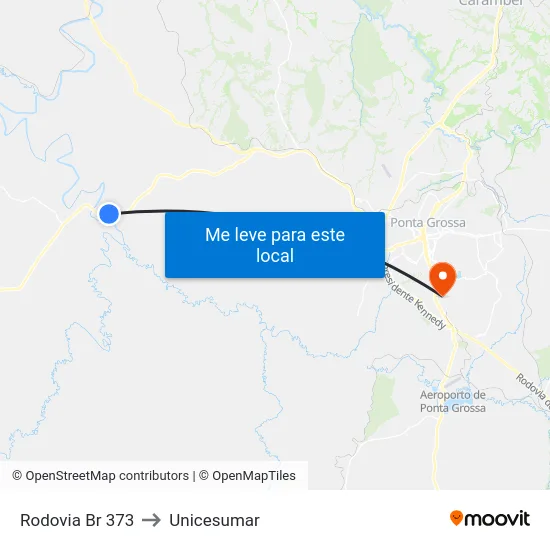 Rodovia Br 373 to Unicesumar map