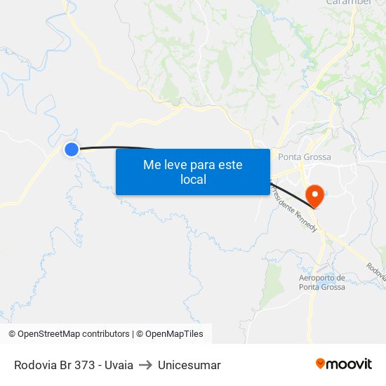 Rodovia Br 373 - Uvaia to Unicesumar map