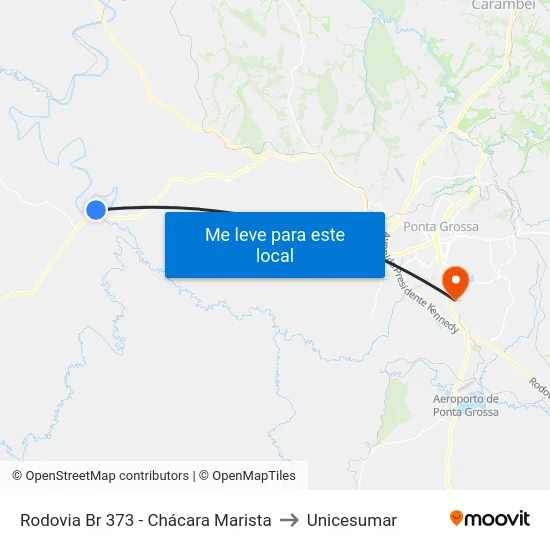 Rodovia Br 373 - Chácara Marista to Unicesumar map