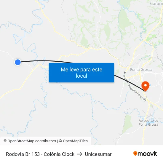 Rodovia Br 153 - Colônia Clock to Unicesumar map