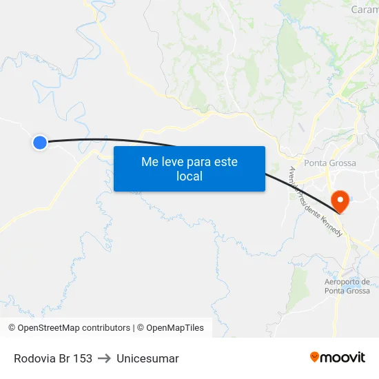 Rodovia Br 153 to Unicesumar map
