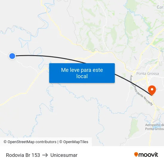 Rodovia Br 153 to Unicesumar map