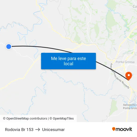 Rodovia Br 153 to Unicesumar map