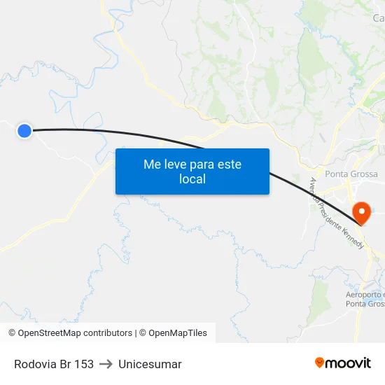 Rodovia Br 153 to Unicesumar map