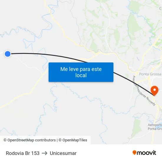 Rodovia Br 153 to Unicesumar map