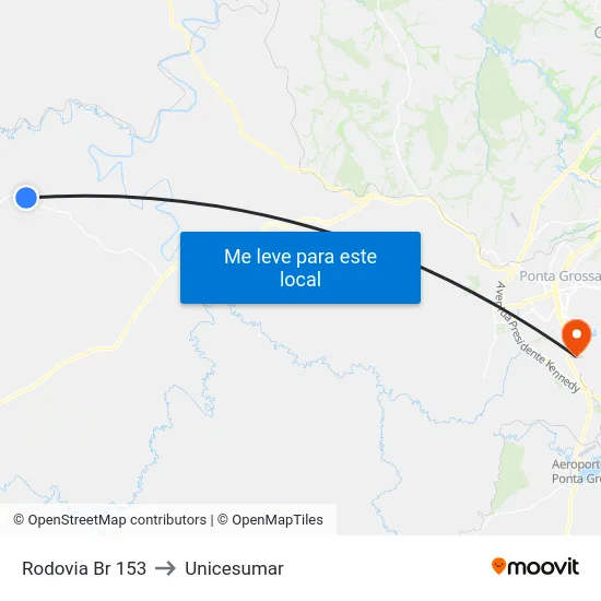 Rodovia Br 153 to Unicesumar map